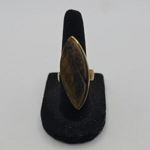 Gold and Brown Tigers Eye And Brass Women's Ring
